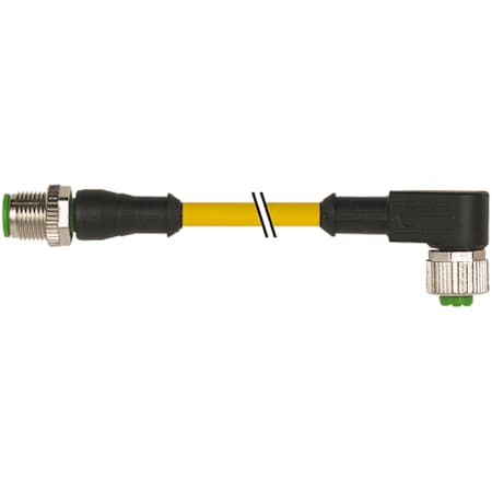 Murrelektronik M12 male 0 Degree / M12 female 90 Degree, PVC 4x0.34 ye UL/CSA 1m 7000-40121-0140100